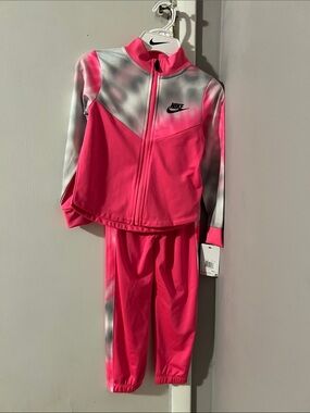 Nike Pink and Gray Kids Matching Track Set